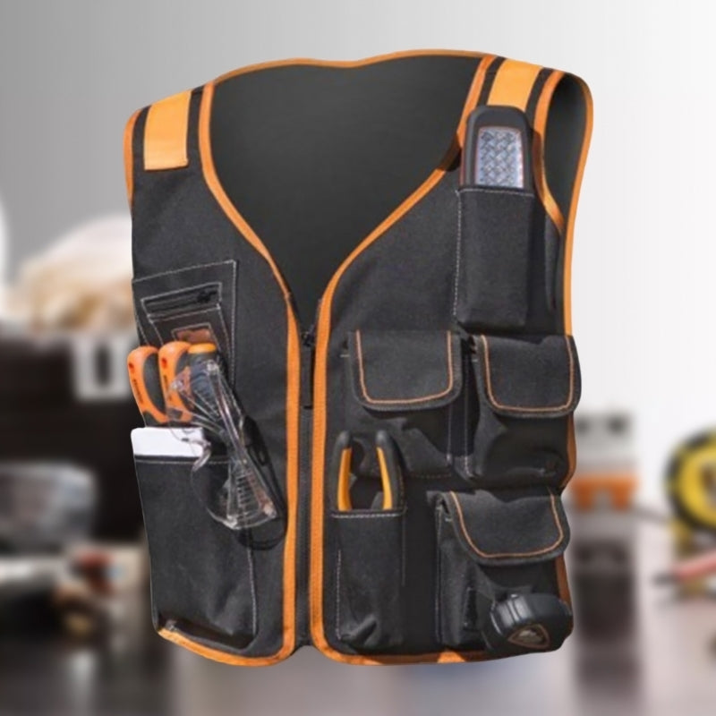 Chaleco de trabajo práctico, chaleco de herramientas, múltiples bolsillos, diseño ergonómico