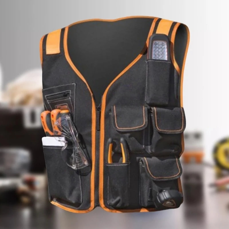 Chaleco de trabajo práctico, chaleco de herramientas, múltiples bolsillos, diseño ergonómico