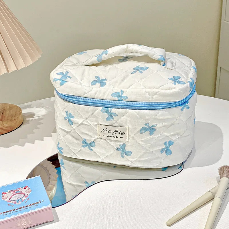 Bolsa de cosméticos para mujerBolsa de viaje para artículos de aseo Bolsa de maquillaje con lazo Bolsa de almacenamiento de maquillaje de moda Neceser organizador de bolso Kosmetiktasche