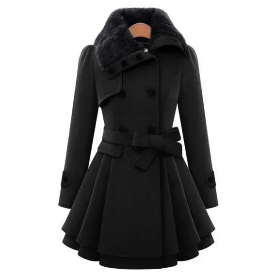Belted Double-Breasted Fleece Coat