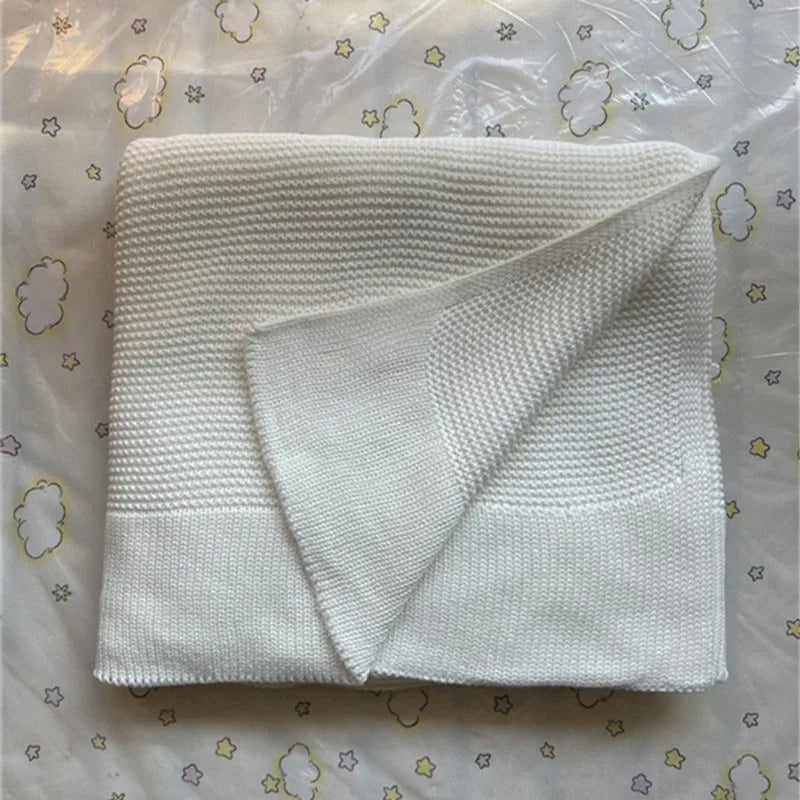 Manta de punto para bebé recién nacido, colcha de cama para niños, color sólido, algodón puro suave, para envolver bebés