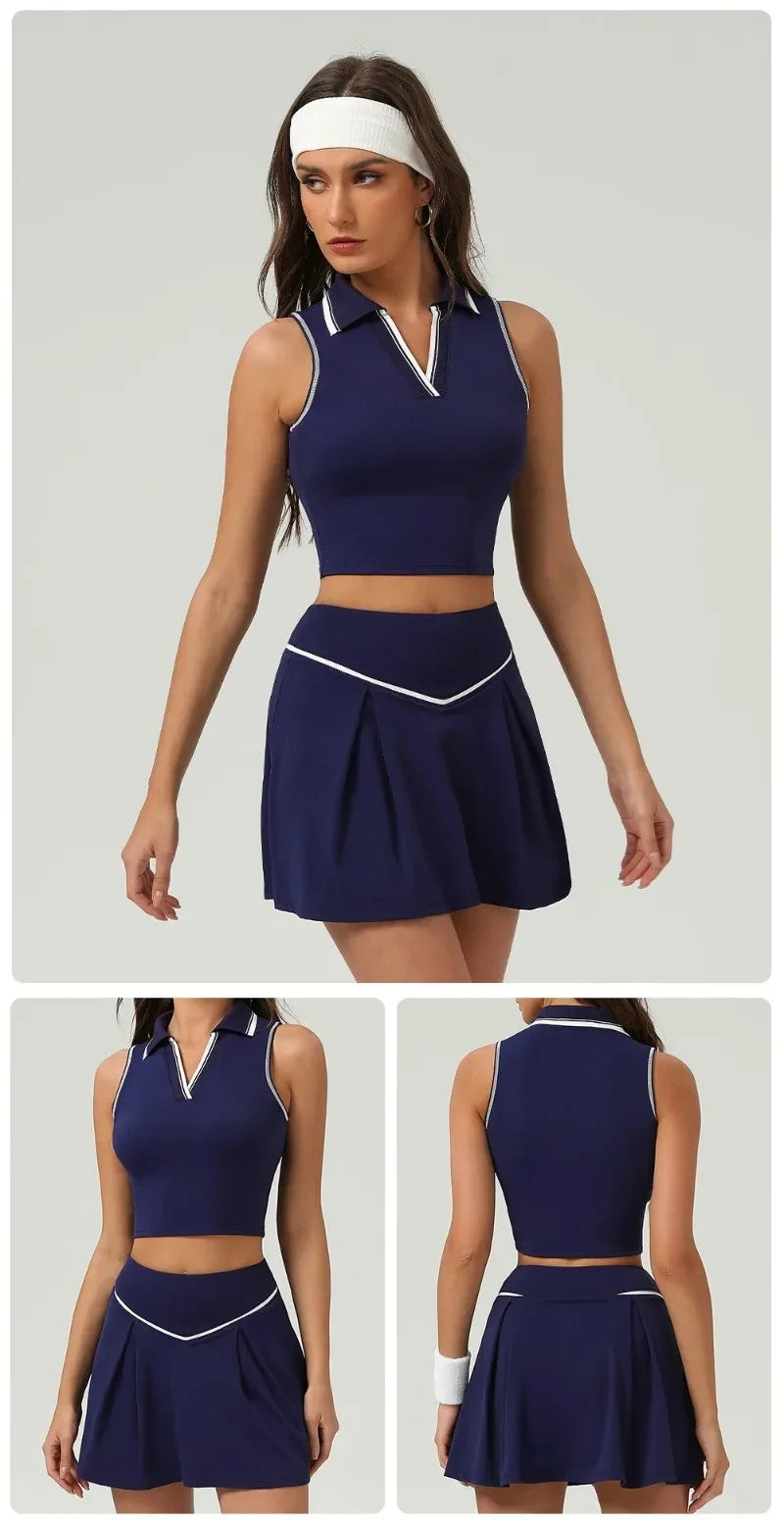 Conjuntos de Falda de Tenis Deportes Fitness Golf Bádminton Correr Ocio Faldas Cortas Ropa de Entrenamiento Trajes de Gimnasio Yoga para Mujeres