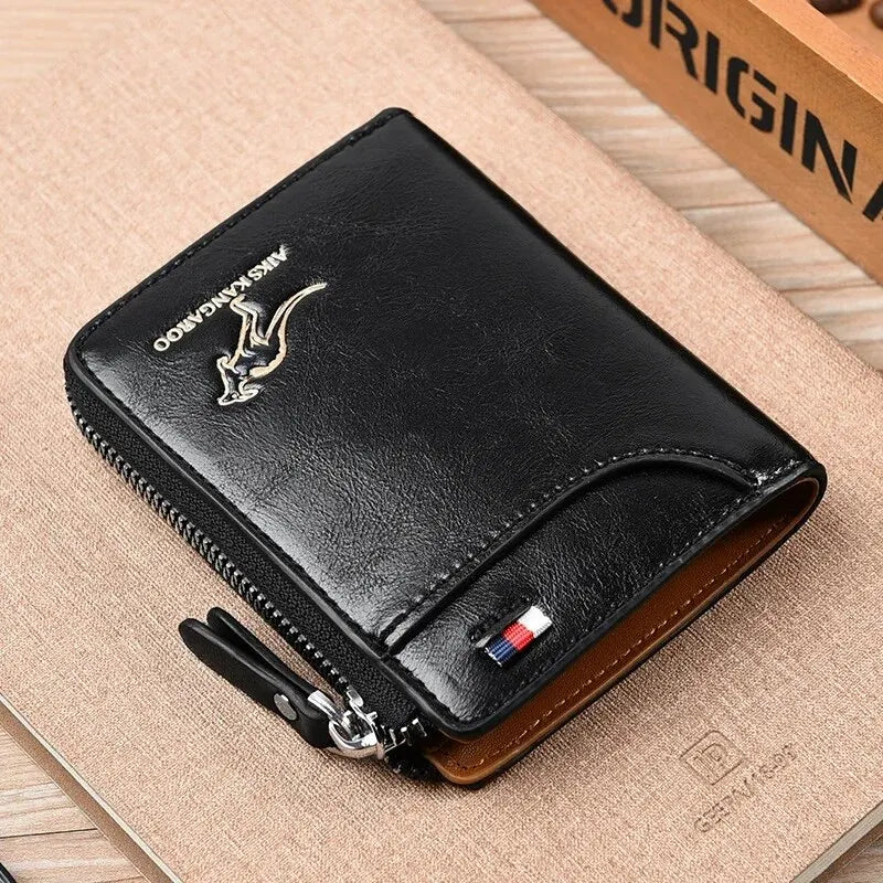 Cartera de Hombre Piel Tarjetero de Negocios Cartera con Cremallera Lujosas Carteras para Hombre Protección RFID Monederos Cartera Masculina de Lujo