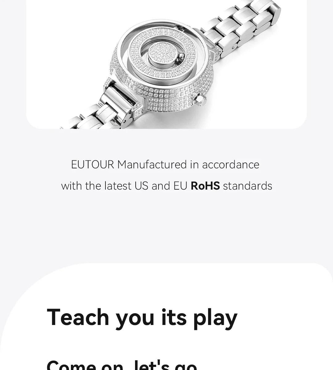 Reloj Magnético EUTOUR para Mujer con Diamantes | Cuarzo Impermeable | Correa de Lujo de Acero Inoxidable | Elegancia del Día a la Noche