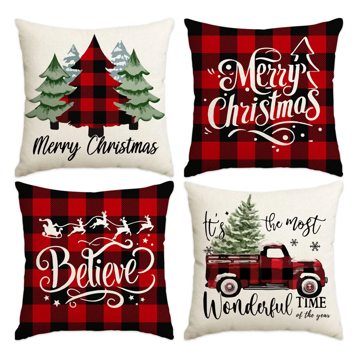 Housse de coussin de Noël à carreaux Buffalo – Confortable, classique et festive