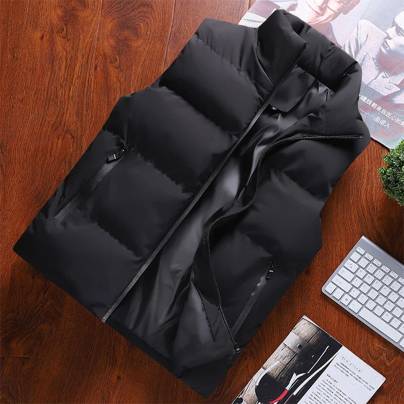 Chaleco de hombre cortavientos, chaqueta sin mangas para hombre, chaqueta de invierno, abrigo casual, chaleco de hombre de algodón grueso y cálido