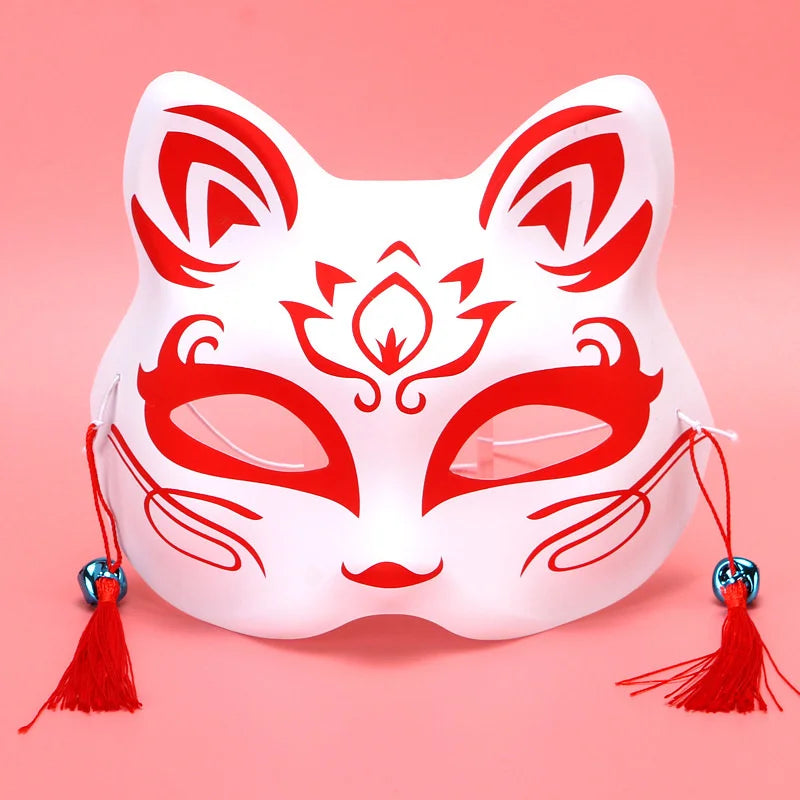 Máscara de conejo de estilo japonés, máscaras de media cara, zorros, conejo, accesorios de cosplay, máscaras de fiesta de disfraces de Halloween, máscara de anime para mujeres y hombres