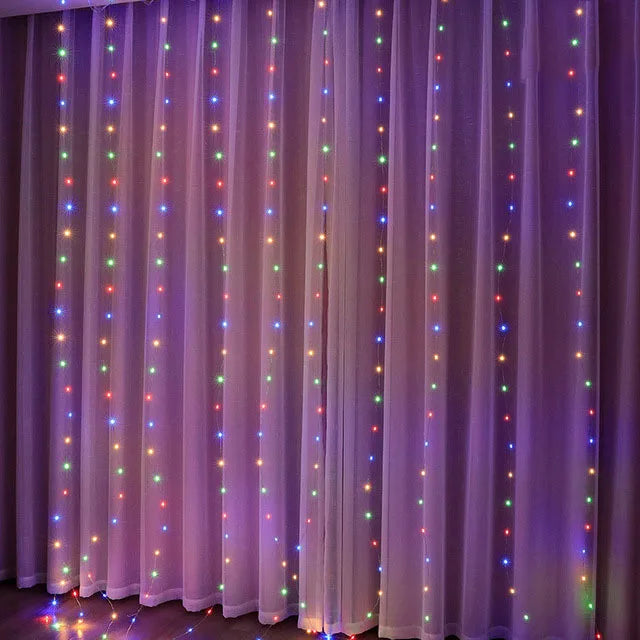 Cortina de luces navideñas, guirnalda, adornos de Feliz Navidad para el hogar, adornos navideños, regalos de Navidad, decoración de Año Nuevo