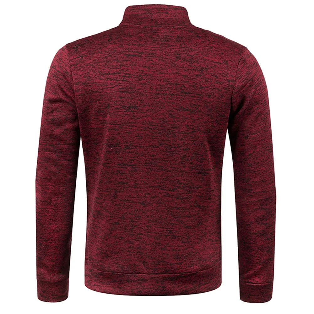 Sudadera de hombre, primavera, más gruesa, tipo pulóver, con media cremallera, para hombre, sudadera con capucha, sudadera de exterior, otoño, color liso, cuello alto
