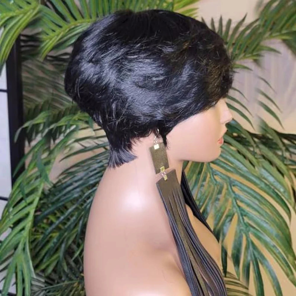 wig Short Hair Wigs, Pixie Cuts Wigs, Short Straight Black Ladies Wigs Synthetic Short Wigs For Black Women African American Wom