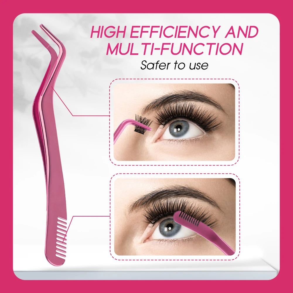 FADVAN Peine para pestañas Pinzas para pestañas postizas DIY, 1 pinza de acero inoxidable antiestática no magnética para maquillaje de ojos