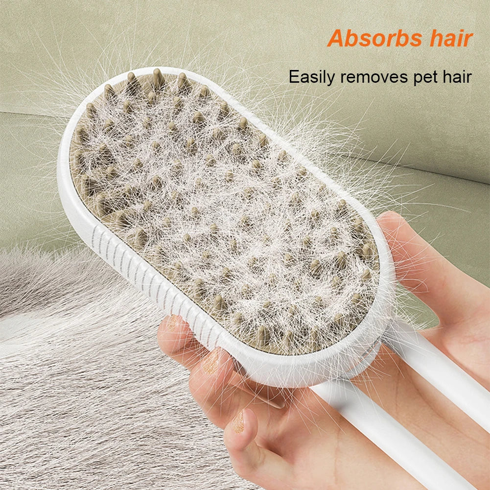 3-in-1 Electric Steam Pet Brush – Clean, Groom & Massage