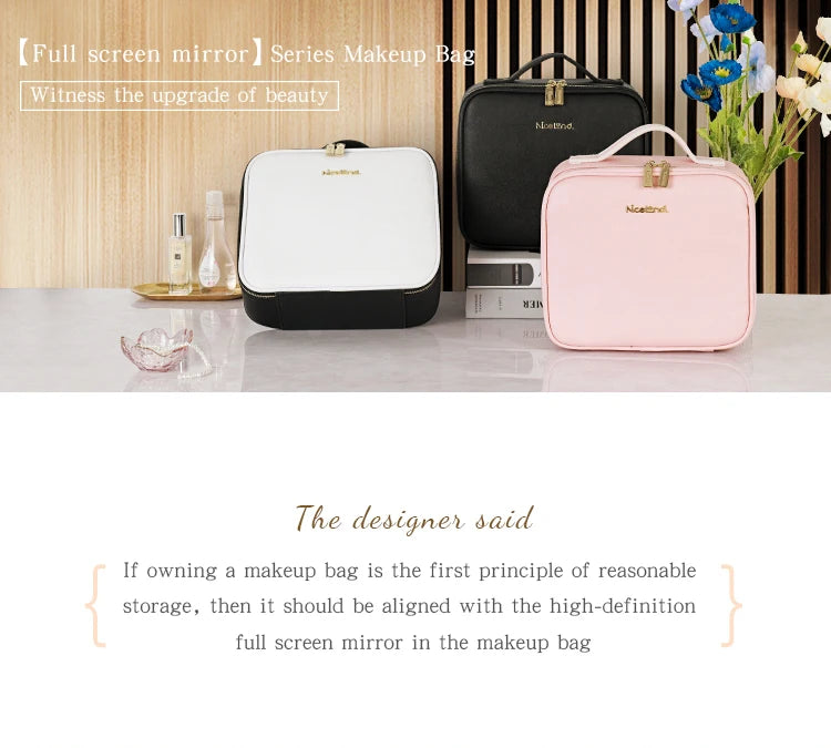 Bolsa de maquillaje, neceser de viaje de gran capacidad, impermeable, organizador de cosméticos con compartimento para brochas de maquillaje y asa para mujer