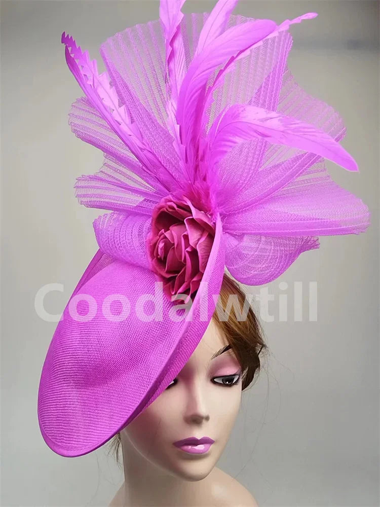 Sombreros de flores, fascinadores, gorro estilo pillbox para fiestas, bodas, elegantes gorros de iglesia para mujeres, para ocasiones, carreras, sombrerería con red para el pelo