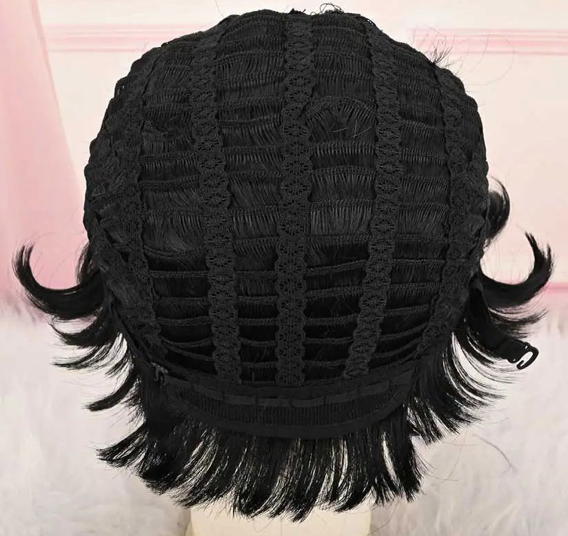 Black & Grey Curly Pixie Wig