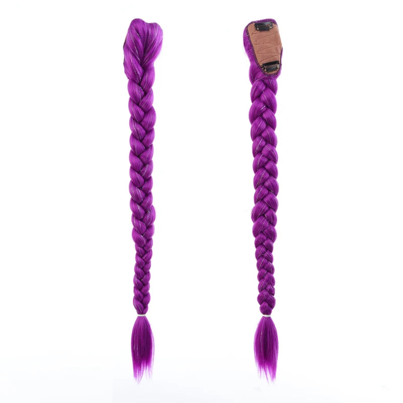 Devil Hunting Girl Group Wig Horsetail Purple Wig Braid Gold Fried Dough Twists Braid