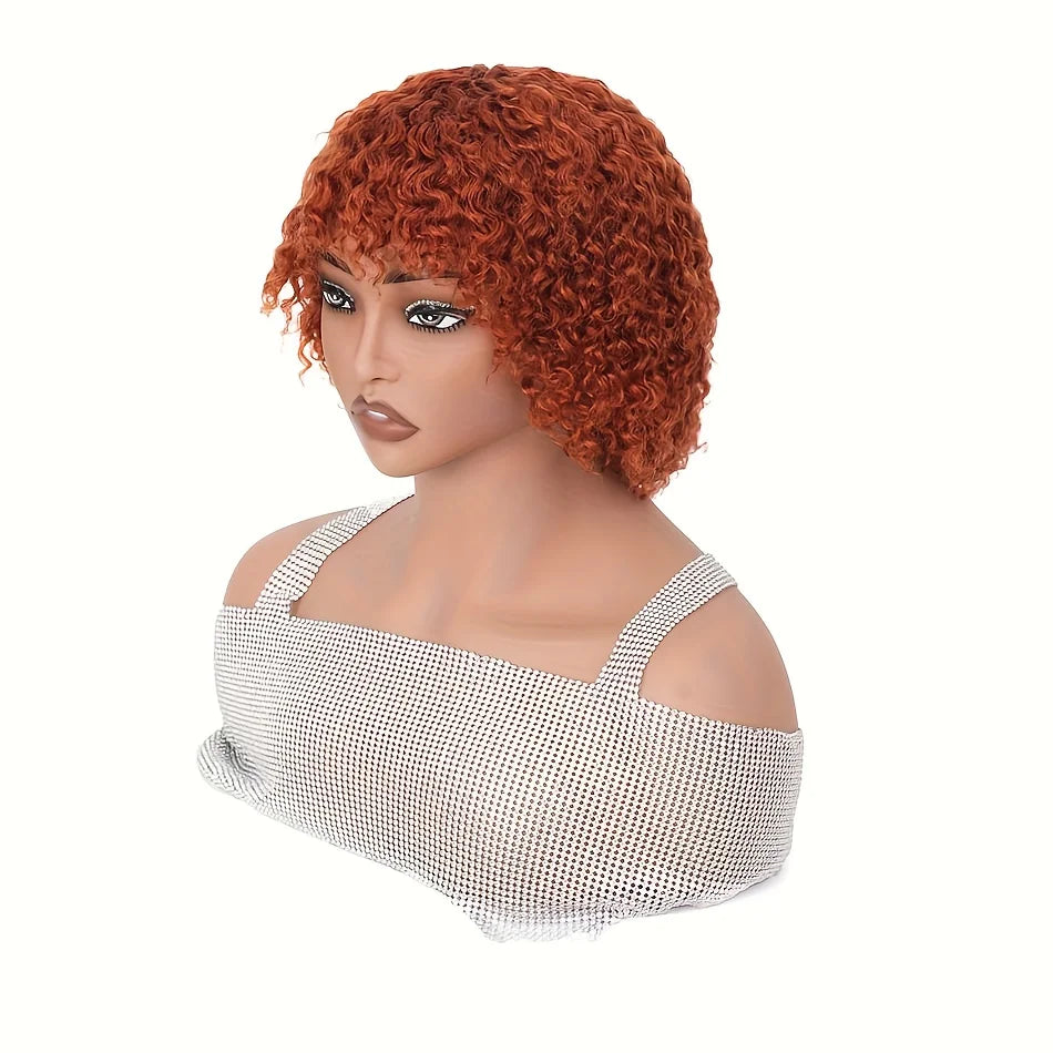 Short Afro Kinky Curly Bob Wig Rose Net Cap For Full Machine Made Wig For Women 150% Density Short Hair Wigs Afro Wig