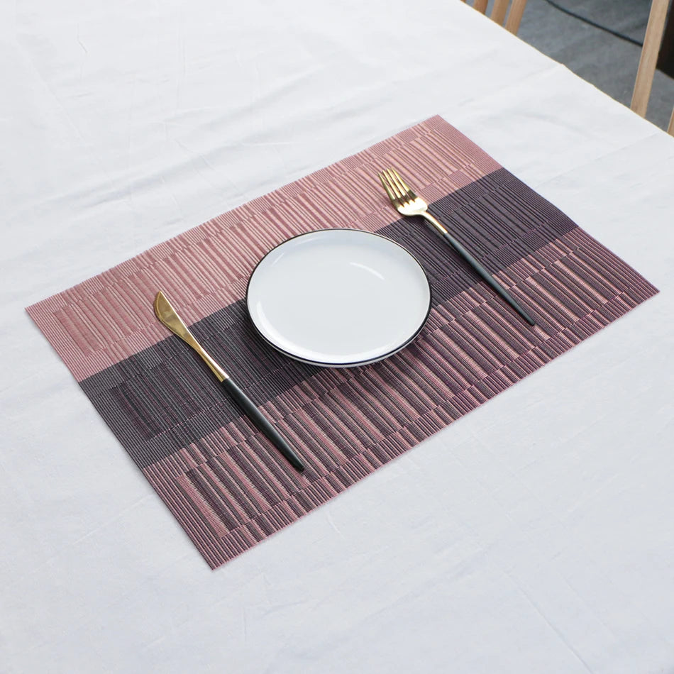 Placemats for Dining Table PVC Bamboo Pattern Table Mats Multiple Colors Non-Slip Heat Resistant Washable Easy to Clean