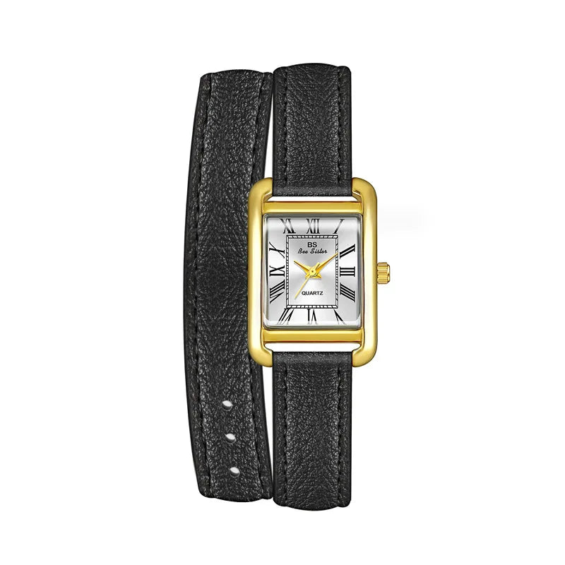 Reloj de mujer elegante retro pequeño cuadrado, correa de cuero de alta calidad, reloj de pulsera impermeable, regalo para novia