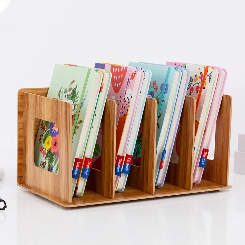 Desktop shelf student book stand simple desktop bookshelf DIY creative CD rack wooden DVD rack office organizers