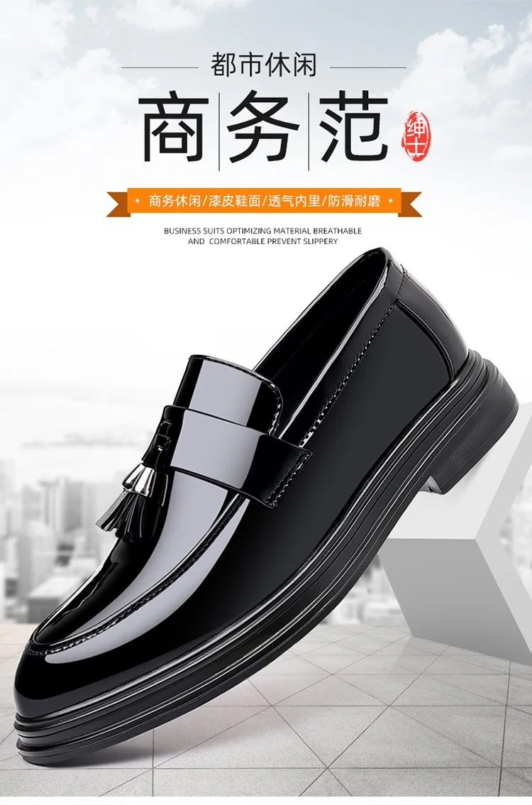 Zapatos de cuero para hombre, otoño, negocios, formal, tallas grandes, zapatos de vestir para hombre, zapatos casuales de suela blanda, zapatos negros para novio de boda para hombre