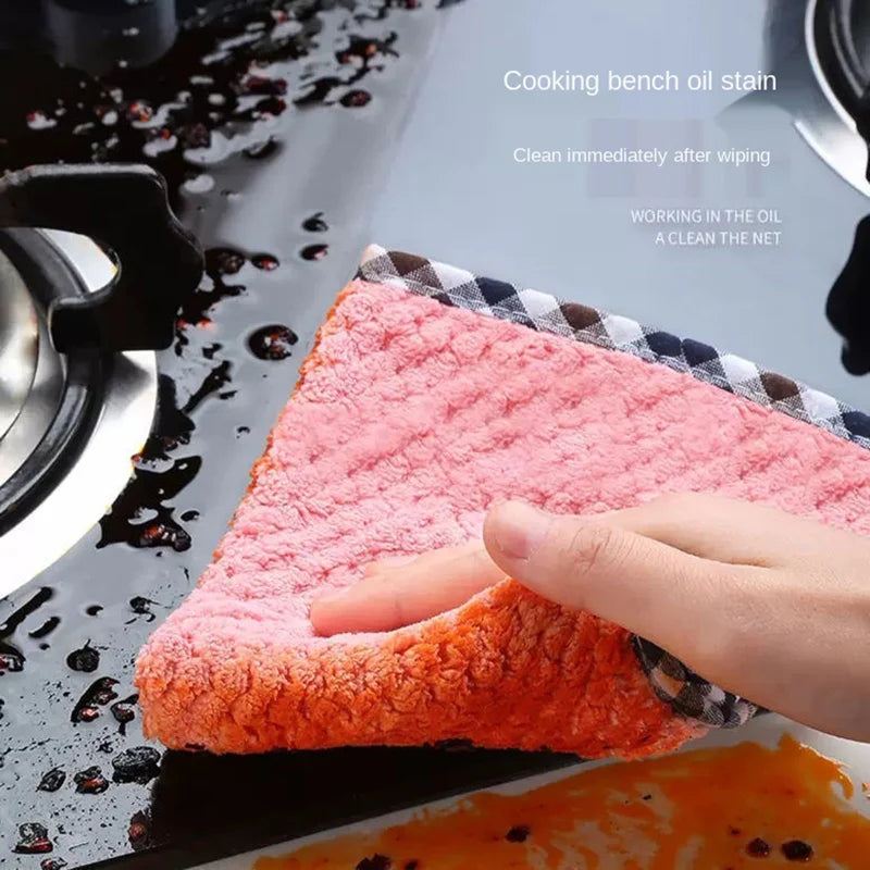 Paño de cocina Trapo de microfibra trapo de cocina paño para platos antiadherente toalla de limpieza de mesa engrosada almohadilla absorbente de limpieza para el hogar