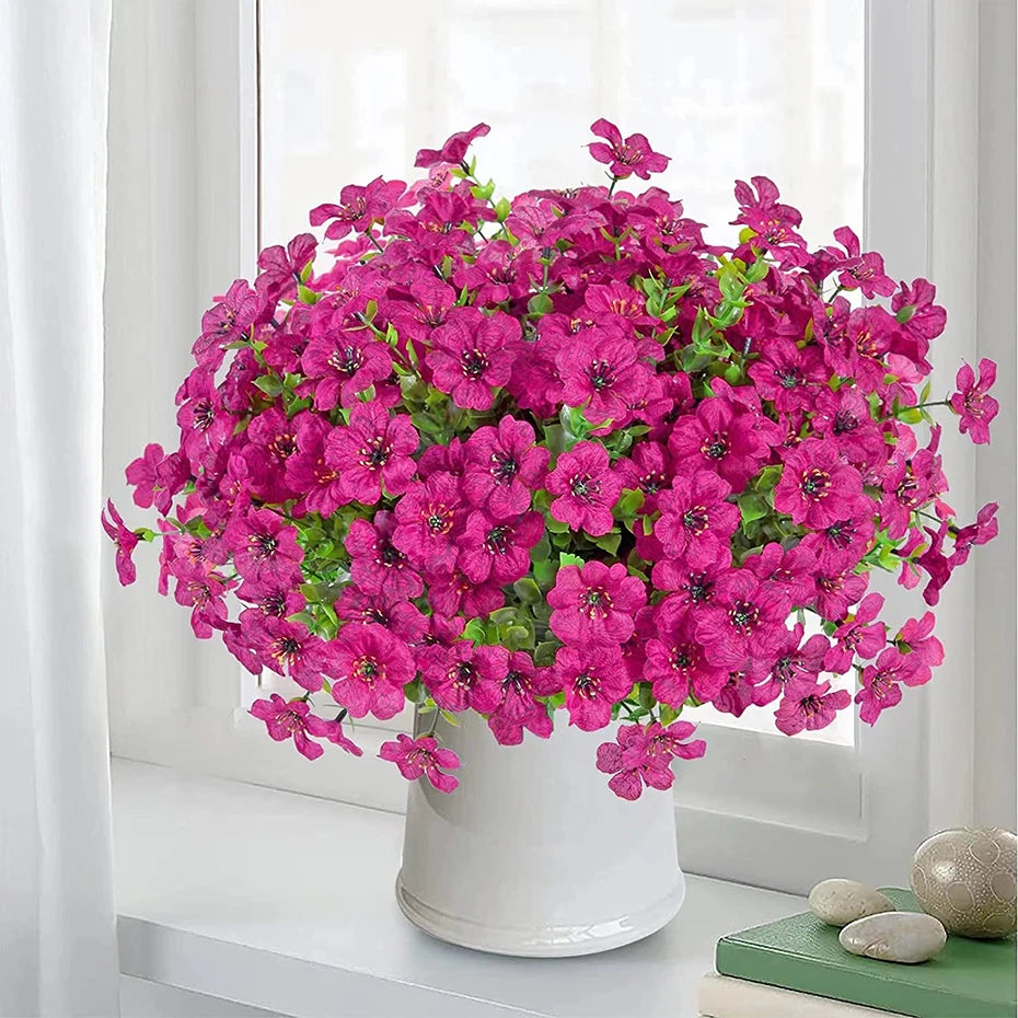 Flores artificiales para exterior, resistentes a los rayos UV, plantas sintéticas para jardín, bodas, hogar, cocina, decoración de granja, plantas artificiales