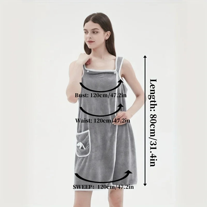 Serviette de bain pour femme, serviette de bain portable, absorbante, en polyester, pour cheveux secs, style long, peignoir lavable