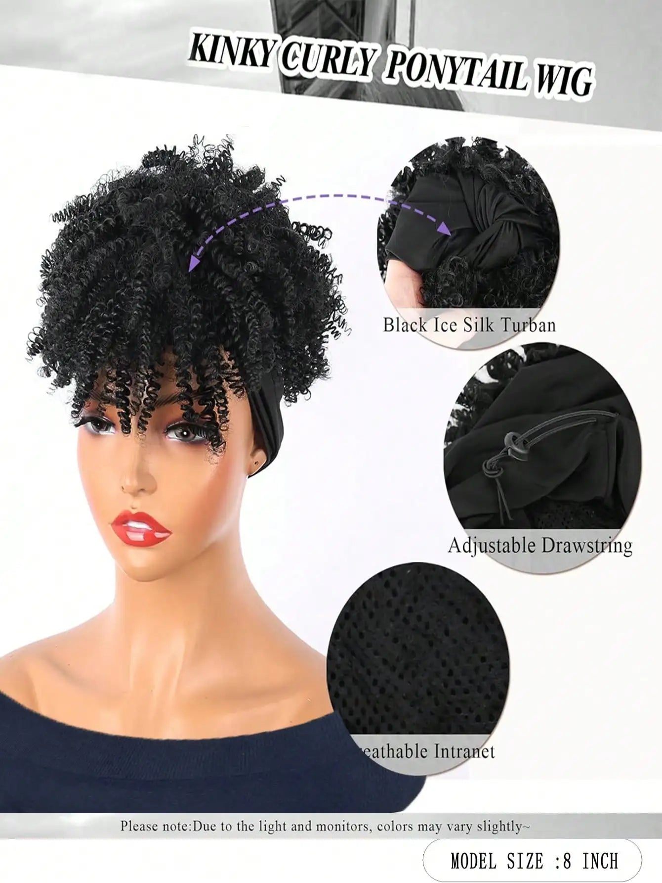 2-in-1 Kinky Curly Headband Wig