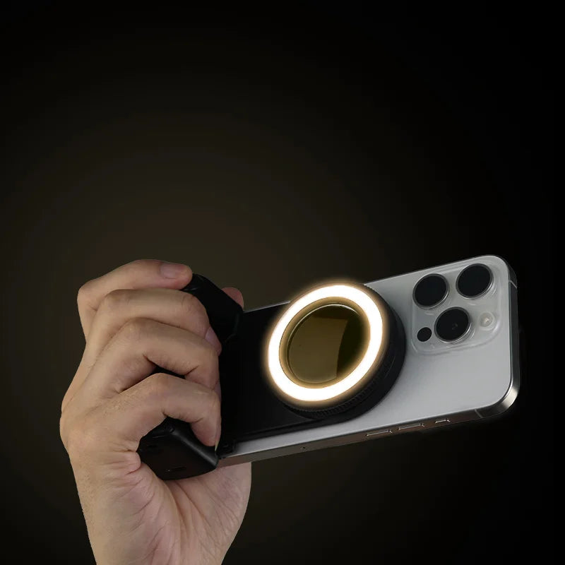Poignée magnétique pour smartphone avec télécommande Bluetooth amovible de 30 m et éclairage d'appoint, anti-tremblement, poignée pour selfie et support photo