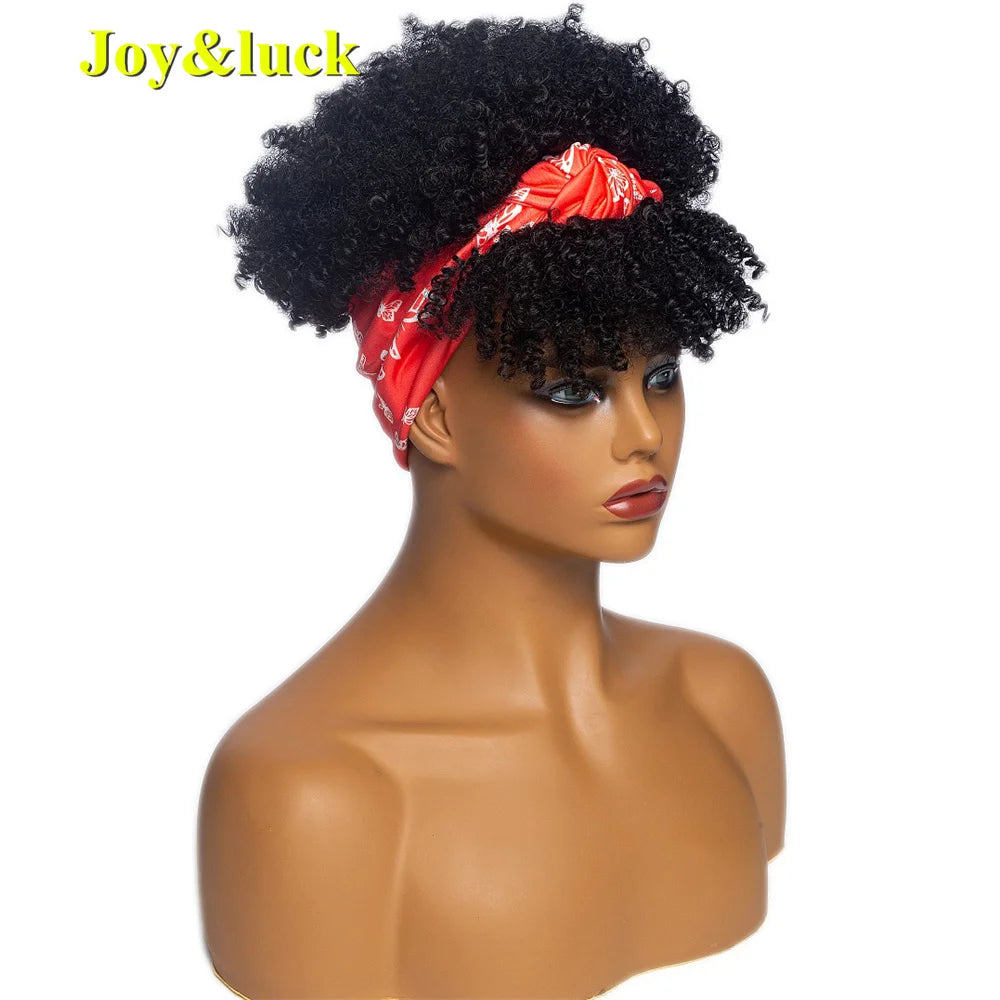 Burgundy Afro Curly Headband Wig