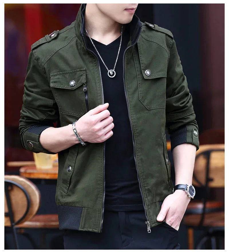 Chaquetas cargo para hombre, nueva moda, chaqueta bomber, ropa masculina, estilo británico sencillo, chaqueta cálida cortavientos y abrigo, chaqueta de béisbol para hombre.