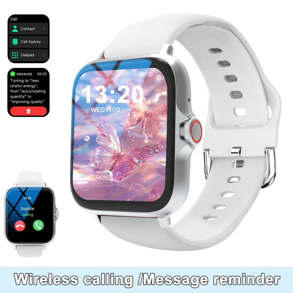 Reloj inteligente, llamadas/marcación inalámbricas, varios recordatorios de aplicaciones, adecuado para hombres y mujeres, relojes deportivos, para iPhone/Android
