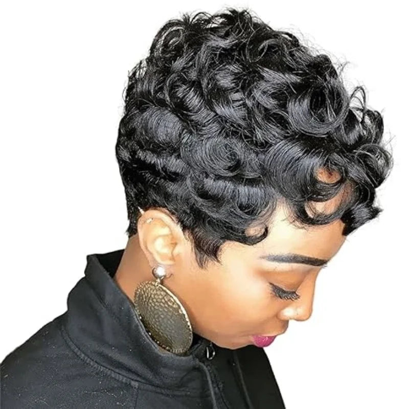 Salt & Pepper Curly Pixie Wig
