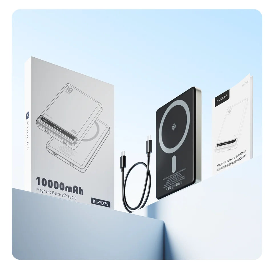 KUULAA Magnetisk Powerbank 10000Ah Trådløs Bærbar Lader 20W Hurtiglading For Magsafe For iPhone 16 15 14 For Max PowerBank
