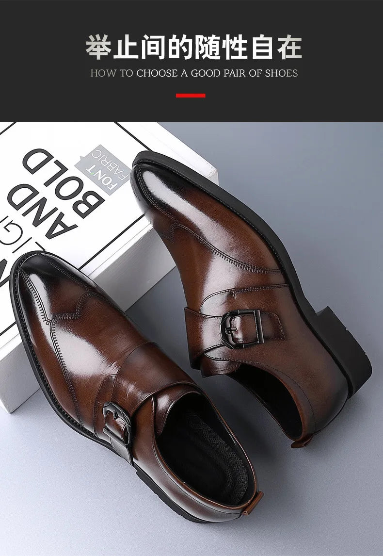 Zapatos de vestir de negocios para hombre con cierre, zapatos de cuero formales para hombre, calzado Oxford, mocasines Oxford de cuero de alta calidad para hombre