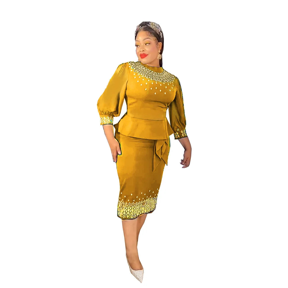 Vestidos de Noche de Fiesta Africanos para Mujer, Elegante Vestido Entallado de Poliéster Africano de Manga Media de Primavera, Ropa Africana Dashiki