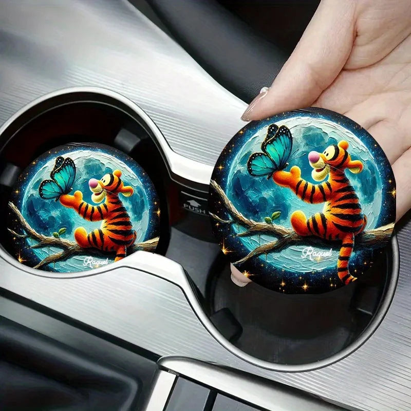 2Pcs Car Coaster Cartoon Non-Slip Coasters Acrylic Coasters Car Interior Accessories Kitchen & Household Products Birthday