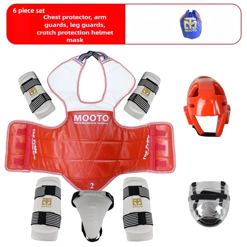 Set de entrenamiento de equipo de protección de combate de Taekwondo, equipo de combate real, conjunto de equipo de protección de artes marciales engrosado para competición