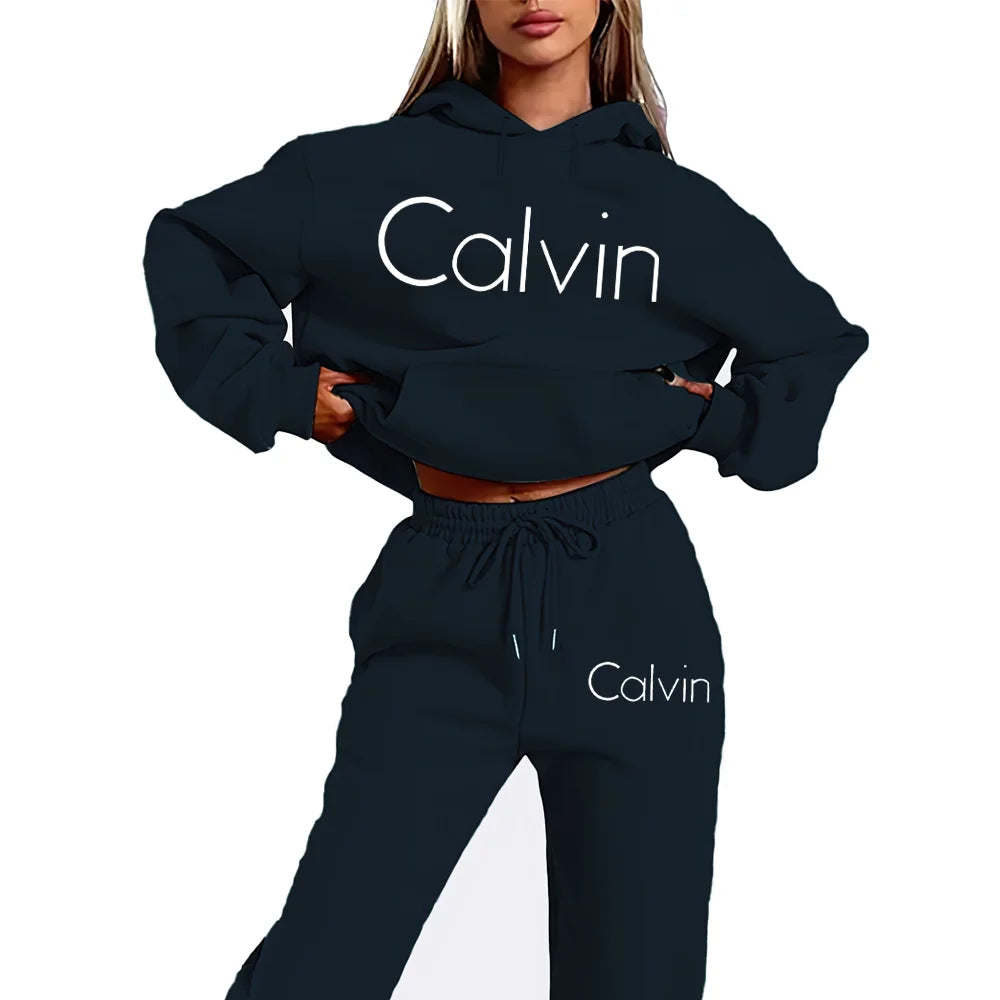Conjunto deportivo con estampado de letras para mujer