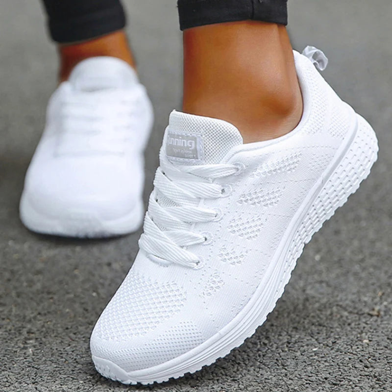 Mote Damesneaker Nettingstoff Netting Pustende Sneakers Dame Fritidssko Snøring Damesneakers Tenis Feminino