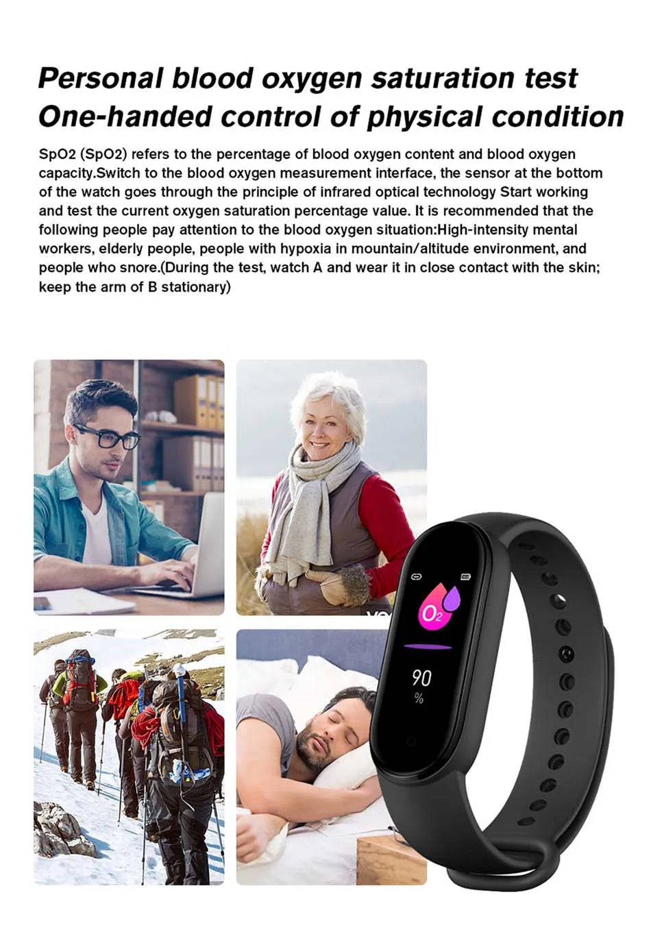 M6 Smartwatch Hombre Mujer Pulsera Inteligente de Fitness Banda Deportiva Monitor de Frecuencia Cardíaca y Presión Arterial Relojes Impermeables Multifunción