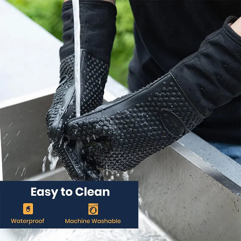 Guantes de horno de silicona profesionales extralargos con forro acolchado Guantes de horno para parrilla resistentes al calor duraderos Herramientas para hornear