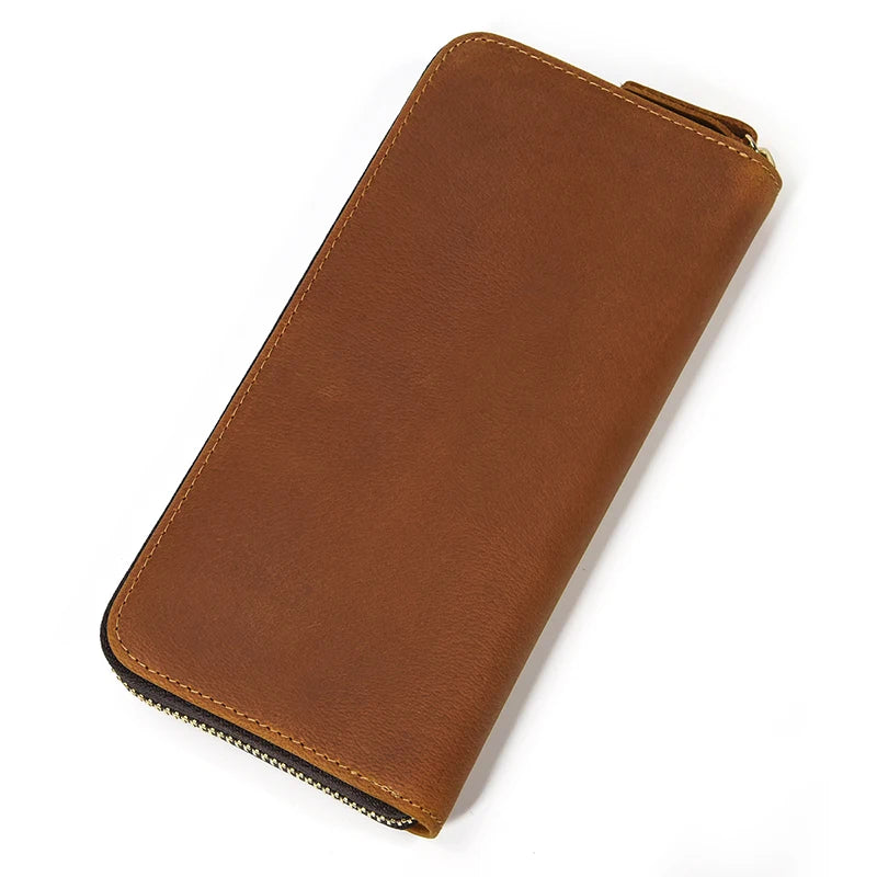 Billetera de lujo para hombre, cartera de mano de cuero genuino, monedero largo grabado en relieve, carteras de hombre de cuero grueso, carteras de mano de cuero para dinero