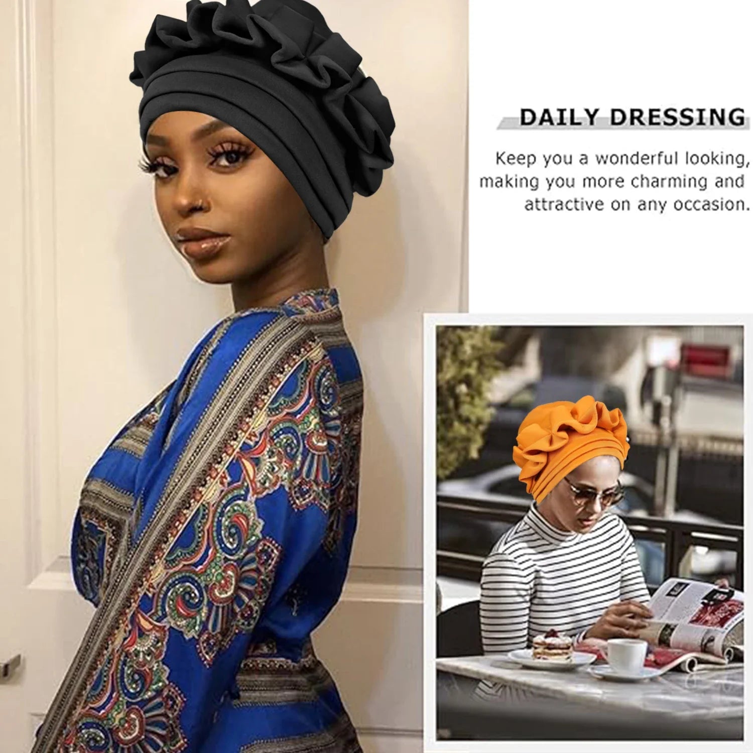 Women’s Raw Silk Pleated Turban – Elegant, African-Inspired & Perfect for Special Occasions