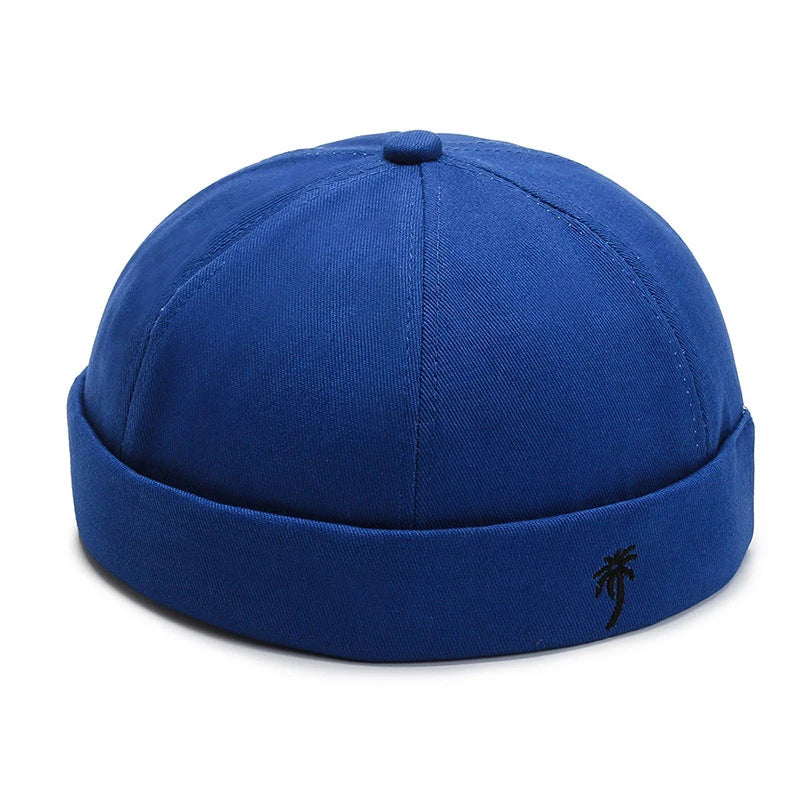 Gorro de punto vintage con bordado de palma para hombre, gorro docker, gorro de propietario de primavera, gorro sin ala unisex de Hip Hop, gorros ajustables
