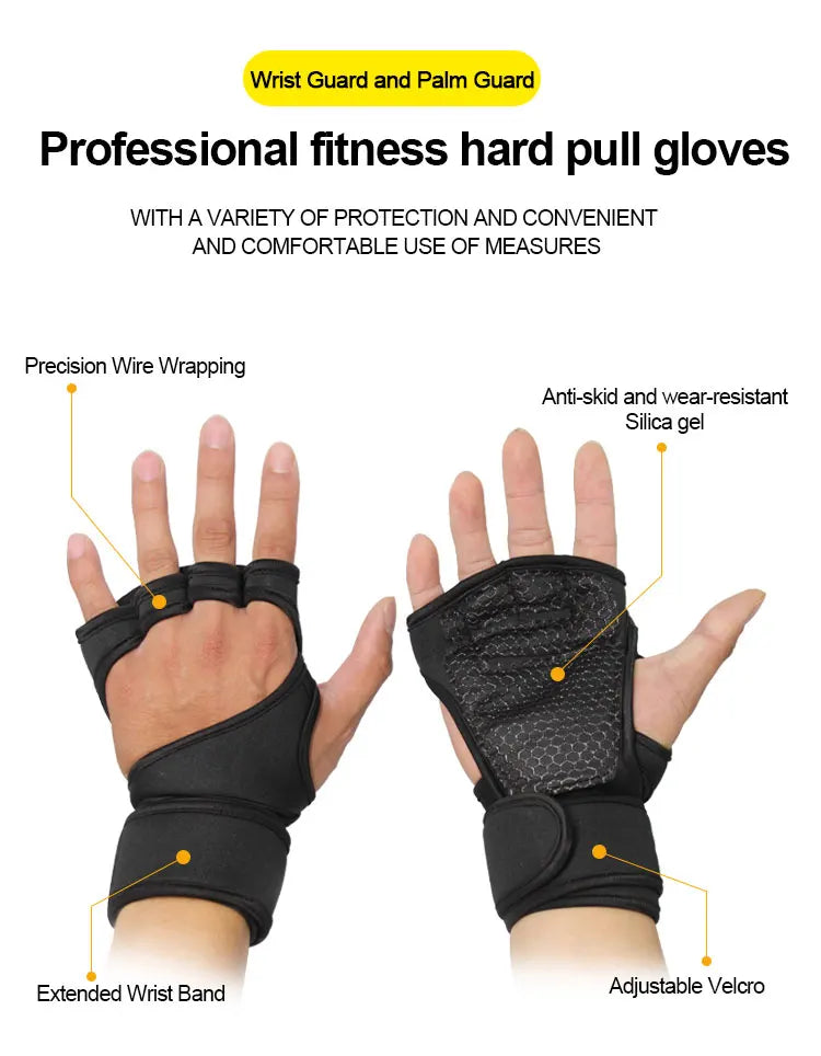 Guantes de entrenamiento deportivo para hombres y mujeres Guantes de gimnasio para hacer ejercicio, culturismo, levantamiento de pesas, protectores de palma y muñeca