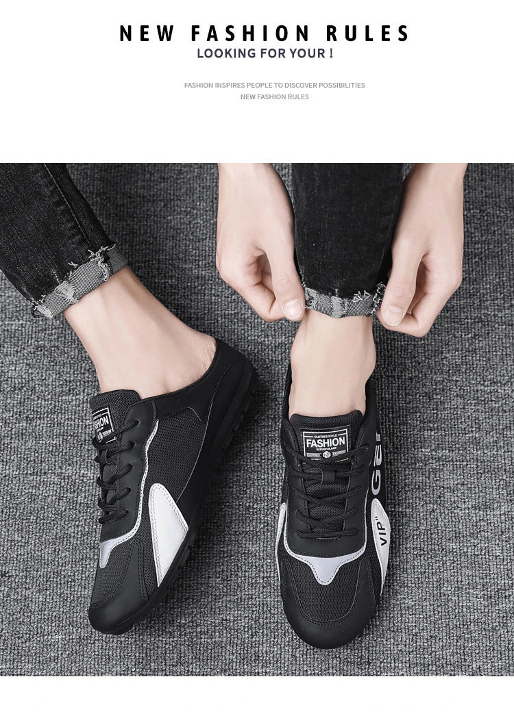 Nueva Tendencia de Pantuflas para Hombre Zapatos Baotou para Hombre Verano Transpirable Zapatos Casuales Planos Vulcanizados Zapatillas Deportivas Masculinas Zapatos Semi Abiertos
