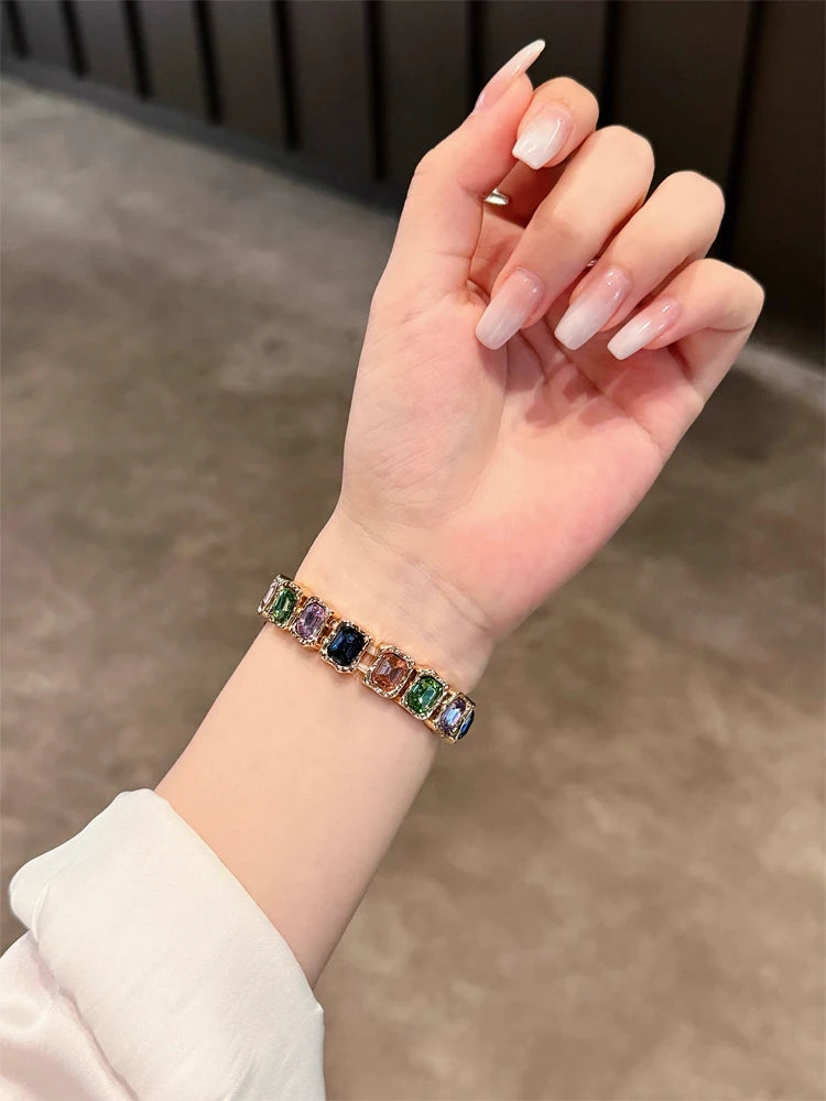 Banda de Diamantes Elástica para iWatch Ultra 10 9 8 7 6 5 Se 4 Correa de Metal para Mujer para Apple Watch 38mm 40mm 41mm 42mm 45mm 46mm 49mm
