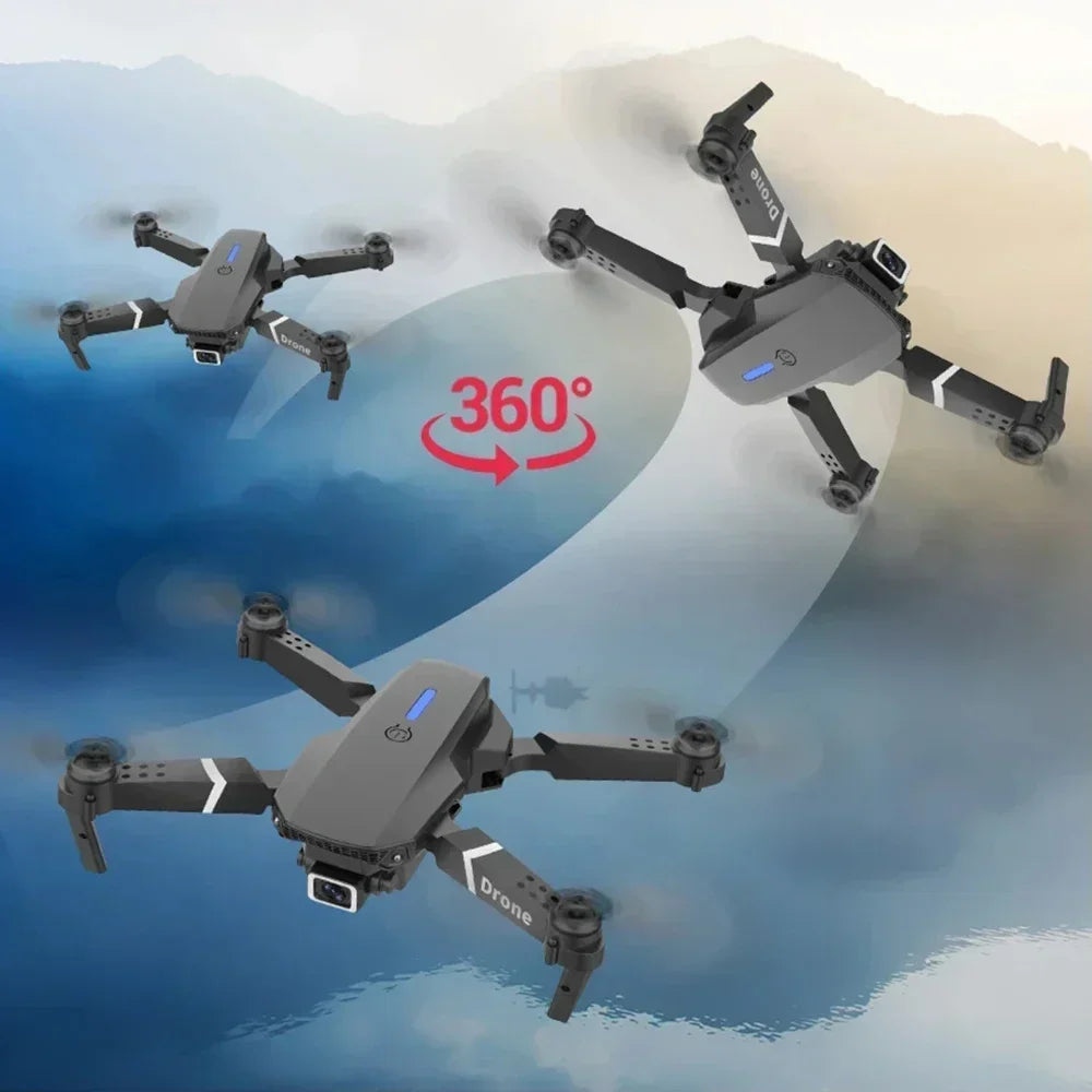 Dron profesional 4K de gran angular E88 con cámara HD WiFi FPV retención de altura cuadrotor RC plegable para juguetes infantiles